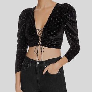 For love and lemons black velvet top size S